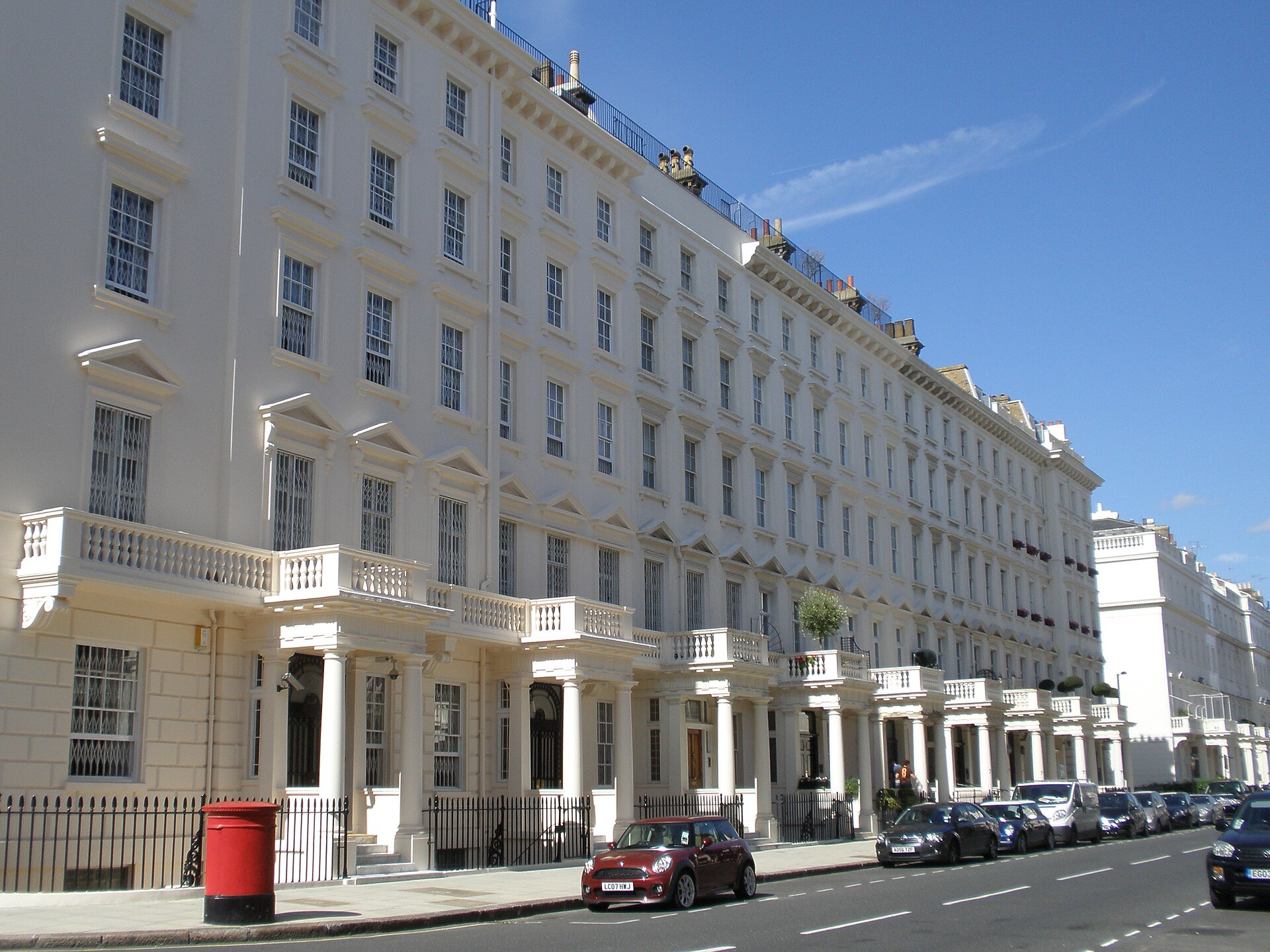 White stucco Victorian terraces in Belgravia, SW1
